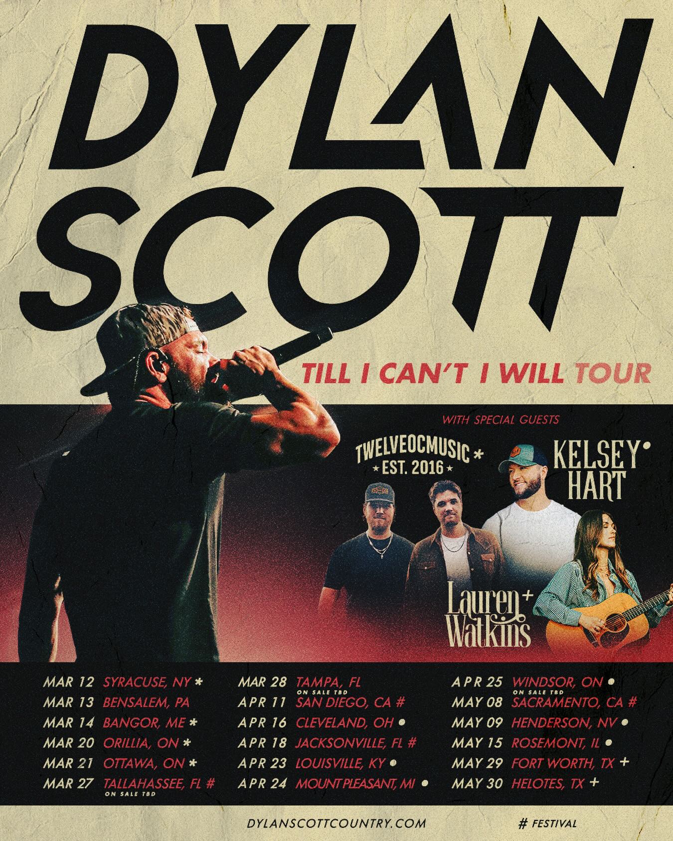 Dylan Scott Till I Cant I Will Tour Poster 2026
